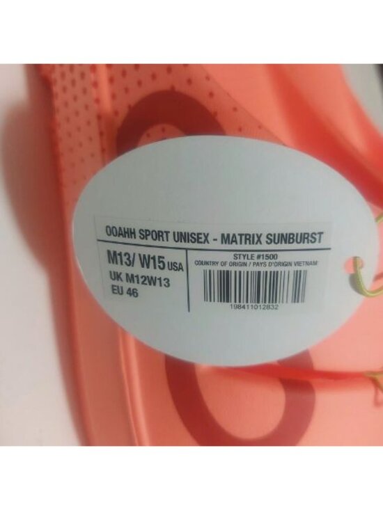 OOFOS Ooahh Sport Recovery Slide Mens Size 13 Womens 15 Sandal Matrix Sunburst main image 6